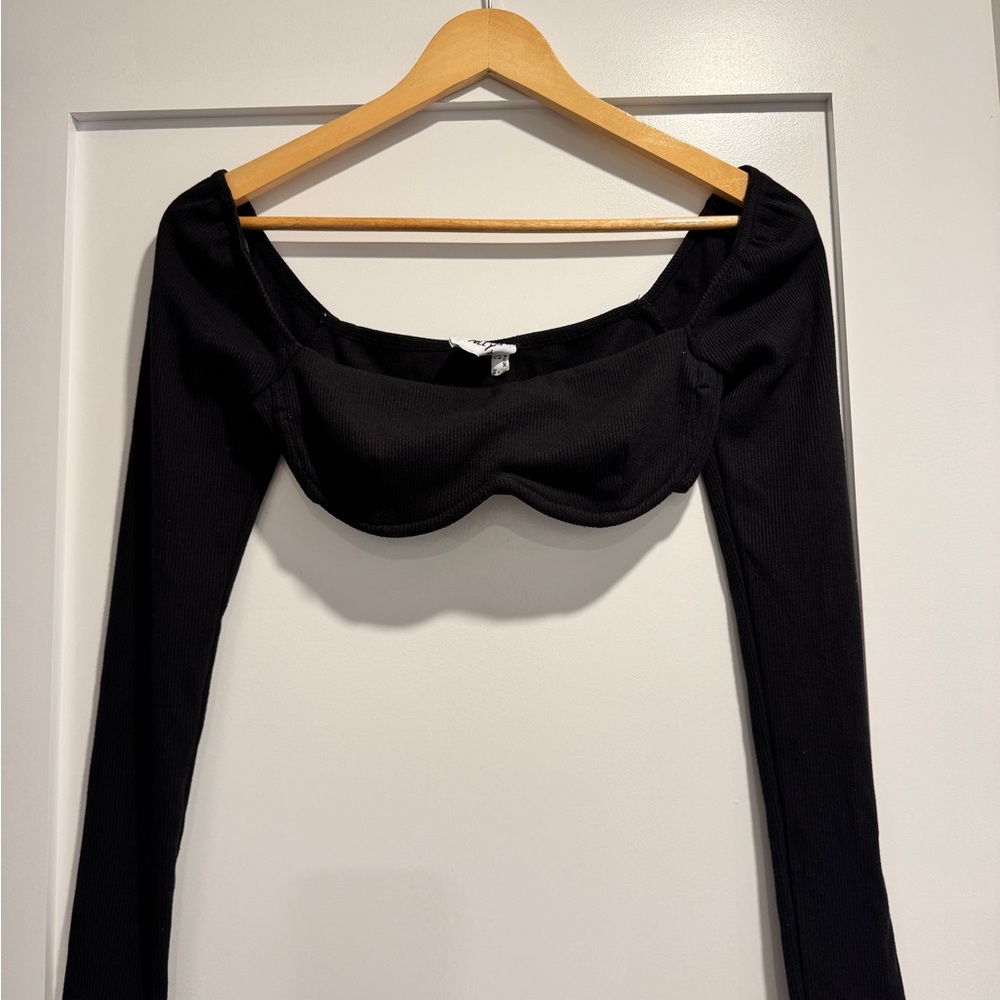 Princess Polly Black Long Sleeve Crop Top